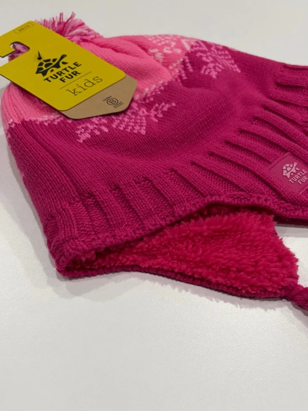 Turtle Fur Kids Celeste Hat Pink Jacquard Knit Snowflake Snow Ski NWT